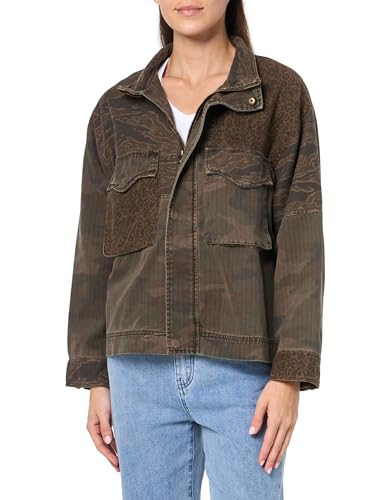 Lucky Brand Women's Patchwork Cropped Jacket, Camo Print Mix