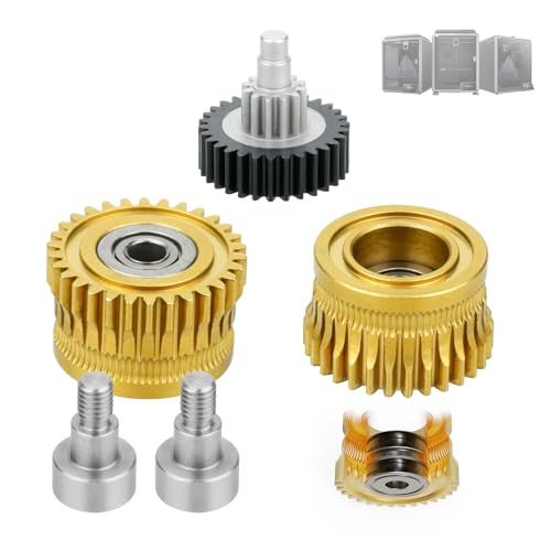 Upgrade k1 Max Extruder,k1 Double Bearing Gear Upgrade Kit Hardened Steel DLC Gold+Reduction Gear,All Metal Filament Drive Extruder Gear,for K1 / K1 Max / K1C 3D Printer Accessories Parts