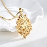 COZBUTY Gold Lion Necklace For Men Lion Necklace Men Women Lion Pendant For Men 3D Crown Lion Head Animal Necklaces Lion Charm Necklace Lion Jewelry Gifts For Men Women