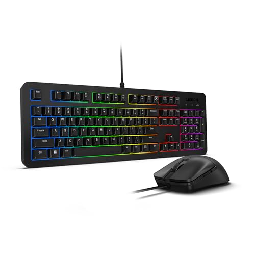 Lenovo Legion KM310 RGB Wired Gaming Keyboard & Mouse Combo - K310 Keyboard w/Silent Operation & Compact Water-Resistant Design - M300S Mouse with 8000 Adjustable DPI, 220 IPS, 6 Programmable Buttons