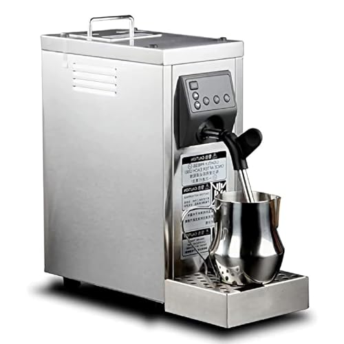 KJLYLPP 1450W Automatic Milk Frother, Commercial Stainless Steel Coffee Frothing Machine with Memory Function, 40C-90C/104 F-194F