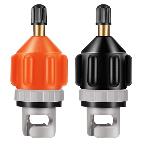 Shappy 2 Pieces Inflatable Boat SUP Pump Adaptor Air Pump Converter Air Valve Adapter Conventional Air Pump Adapter Pumping Head Connector for Inflatable Kayak Stand Up Paddle Board (Black, Orange)