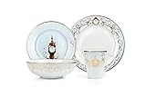 Disney Themed Dinnerware Set - 16 Ceramic Dishes, 4 Place Settings | Collection 1| Cinderella, Aladdin, Little Mermaid, & Beauty and the Beast Colorful Dinner & Dessert Plates, Bowl & Mug