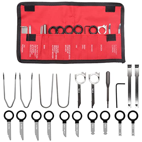 Seamaka 20pcs Radio Removal Tool Kit,Universal Stereo CD Player Removal Key Kit for Most Car and Truck O-050