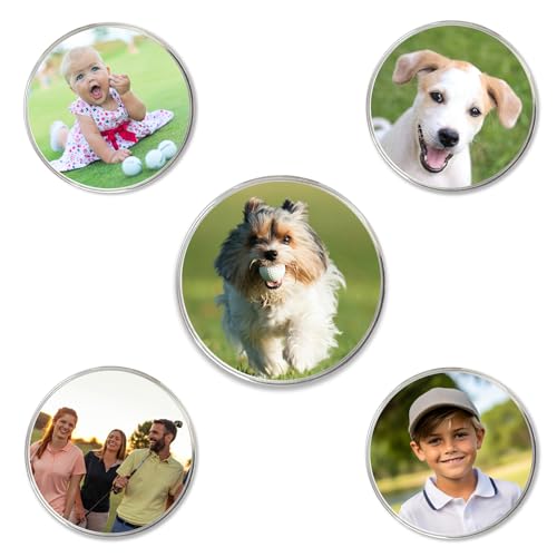 DA VINCI 5 Custom Metal Golf Ball Markers Printed in Full Color. Personalized with Your Photo, Logo, or Artwork. Great Gift for Golfers. Printed in USA
