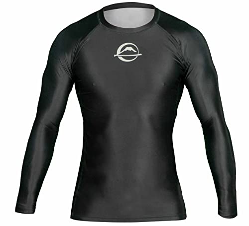 FUJI Baseline Ranked Long Sleeve Jiu Jitsu Rashguard, BJJ Rashguard for Men and Women, Size, Medium, Black