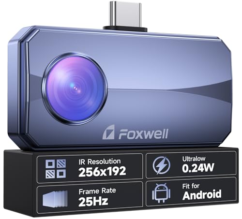 FOXWELL RT100 Thermal Camera for Android Smartphone, 256x192 IR Resolution Thermal Imaging Camera, Thermal Imager for Home/Automotive Leak Inspection, Upgraded Temperature Accuracy, 25Hz Reframe Rate