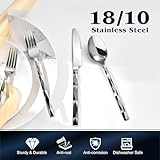 KINGSTONE Silverware Set, Luxury 60 Piece Flatware Set for 12, 18/10 Stainless Steel Cutlery Set with Diamond Cut Pattern for Kitchen, Home, Wedding, Party, Mirror Polished and Dishwasher Safe