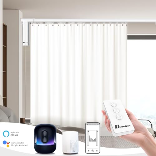 Smart Electric Curtain Track, 5.90FT-9.84FT Adjustable Motorized Curtain Track Compatible with Alexa Google Assistant, Remote & APP Control, Smart Curtain Rob for Side Open (110v-230v)