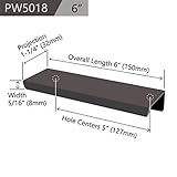 Jetland Cabinets Drawers Edge Pulls - 8-Pack, 6" Overall Length, Black, Concealed Tab Pulls for Kitchen Garage Cabinet Drawers, PW5018B128