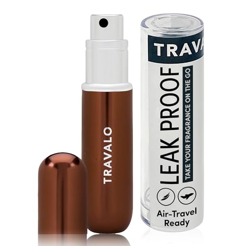 Travalo Classic HD Perfume Atomizer - Elegant Design for Valentine’s Day - Reusable, Airtight, Easy Fill Mini Pump Sprayer with Volume Window - Brown