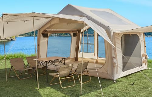 DanCoom 6-8 Person Inflatable Tent for Camping, 96.8 ft² Large Camping Tent Includes Tarps,3000mm Waterproof Easy Setup Glamping Blow Up