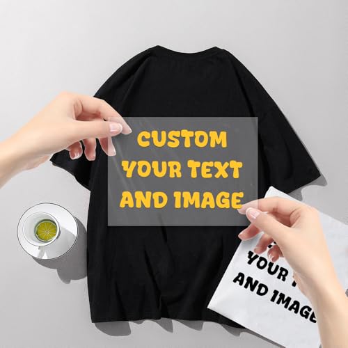 Jishiletao Personalized Iron on Transfers Stickers Decals Custom Heat Transfer Sticker for T-Shirts/Clothes/Bag/Shoes/Hats DTF Transfers Ready to Press, DIY Your Photo/Text/Logo/Letter