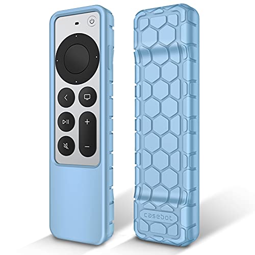 Fintie Protective Case for Apple TV Siri Remote 2021 2022 - Honey Comb Lightweight Anti Slip Shockproof Silicone Cover for Apple TV 4K / HD Siri Remote Controller (2nd Gen / 3rd Gen), Sky Blue