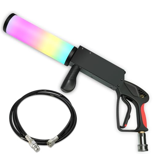 CO2 Cannon Gun Dj, Fog Machine Handheld CO2 Smoke Gun for Party, Led CO2 Party Machine with 10 FT Hose, Handheld Fog Machine for Party, Nightclub, Stage Effect, DJ, Music Festival