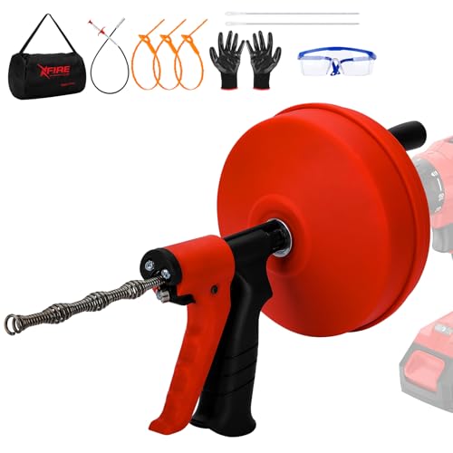 【2025 New】50 FT Double Mode Drain Snake Tools, 10-in-1 Drain Auger for Sink and Drain Unblocking, Plumbing Snake for Kitchen, Bathrom and Shower Sink, Snake for Real DYIs