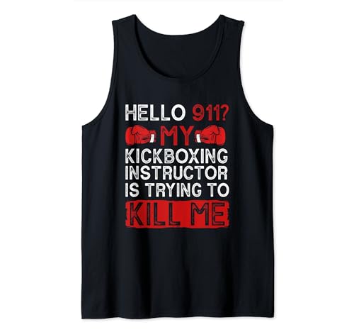 Funny Kickboxing Shirt for Kickboxer - Unisex-Adults Black Sleeveless Tank Top - Small