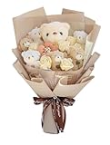 Cute Bear Bouquet - Handmade Plush Bear Bouquet with Cute Soap Flower for Any Occasions, Birthday, Bridal Shower, Graduation etc. (6 Little Bears)
