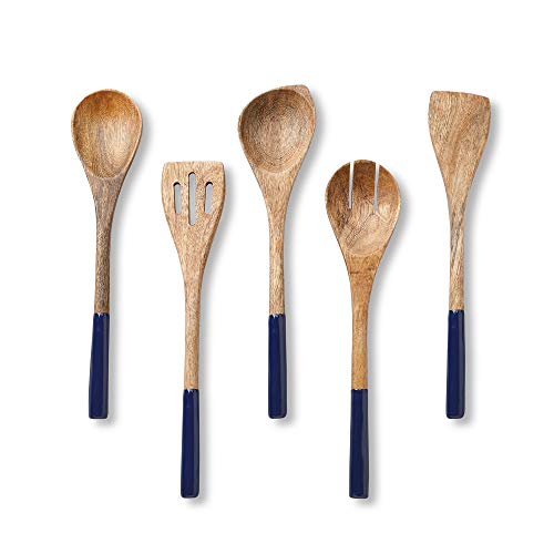 Folkulture Wooden Spoons For Cooking, Set of 5 Wooden Cooking Utensils or Non-Stick Wooden Kitchen Utensil Set, Non Toxic Wooden Utensils Set With Wooden Spatula, Non-Stick Wooden Spoon Sets