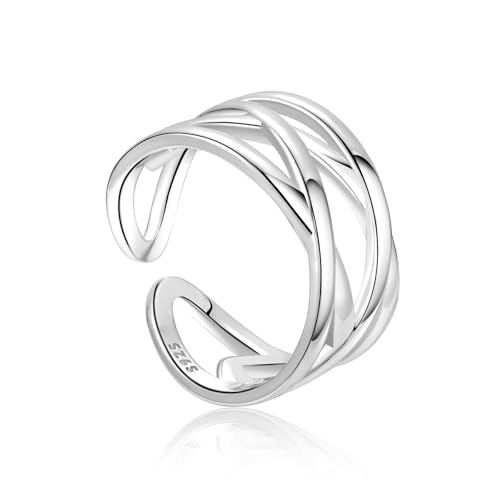 YZSFMZGE 925 Sterling Silver Thumb Rings for Women Open Adjustable Knuckle Celtic Knot Rings for Women Dainty Minimalist Cross Line Band Finger Rings Jewelry for Birthday Christmas