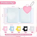 PerKoop 10 Pieces 3 Inch Kpop Photocard Holder Book Mini Photo Kpop Album Love Heart Hollow Photocard Binder Small Mirror Like Photo Card Holder with Heart Pendant, 32 Pockets, 5 Colors