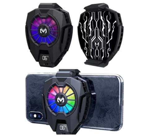 Phone Cooler for Gaming, iPhone Cooling Fan with RGB LED Semiconductor Heatsink Cooling Case Enfriador para Celular,for Live Streaming,iPhone/Android Phone Gaming 3 Gears Multi-Speed Adjustment