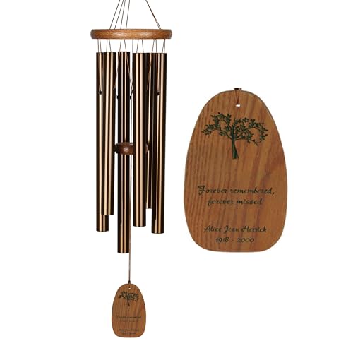 Woodstock Wind Chimes Personalized Amazing Grace Memorial Chime for Outside 24'' Medium Bronze Sympathy Customized Forever Inspirational Wind Chime for Outdoor Patio Home Garden Decor (P-AGMBR01)