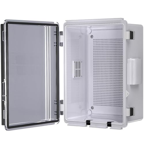Animacyn ABS Electrical Junction Box, Ventilated Design, Cable Grommets, IP65 Waterproof Enclosure, Indoor/Outdoor Use with Mounting Panel. (Clear Cover, 11"x7.4"x5.5")