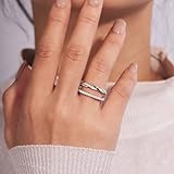 GMOND Twisted Rope Eternity Rings for Women 925 Sterling Silver Twisted Thin Wedding Eternity Band Ring Size 4-11, 925 Sterling Silver, Moissanite