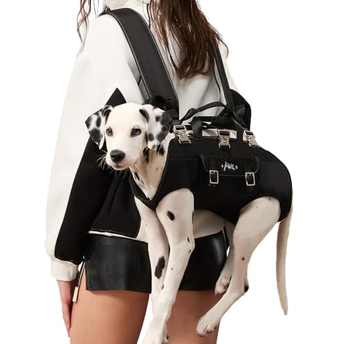 Dog Backpack Carrier - Spine-Friendly for Midium to Large Dogs (18-30 lbs), Horizontal Design Dog Carrier with Adjustable Back Straps,Legs-Out Comfort for Travel/Hiking/Cycling (Black, Size L)