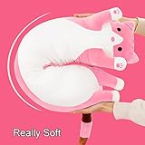 Giant Cat Pillow Plush Cartoon Kitty Sleeping Hugging Pillow, Cuddly Soft Long Kitten Body Pillow Doll Cat Cushion Toy for Kids Girlfriend (Pink, 110cm/43.3inch)