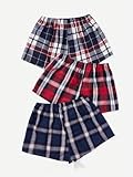 Milumia Women's 3 Pack Pajama Shorts Plaid Elastic Waist Pj Sleep Shorts