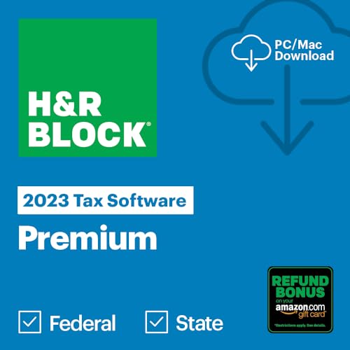 (Old Version) H&R Block Tax Software Premium 2023 with Refund Bonus Offer (Amazon Exclusive) (PC/MAC Download)