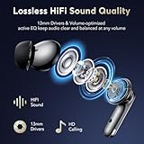 EUQQ Wireless Earbuds Bluetooth 5.4 Earphones in Ear with Dual Noise Cancelling Mic, Transparency Mode Ear Buds Deep Bass Stereo Sound, 36H Playtime LED Display Wireless Headphones IP7 Waterproof