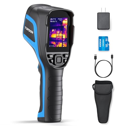 TOPDON TC004 Thermal Imaging Camera, 256 x 192 IR High Resolution, 12-Hour Battery Life Handheld Infrared Camera with PC Analysis and Video Recording Supported, 16GB SD Card