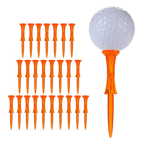 WMAWJBT 3-1/4'' 50 Count Plastic Golf Tees - Reduced Friction & Side Spin, Unbreakable, Durable & Stable (Orange)