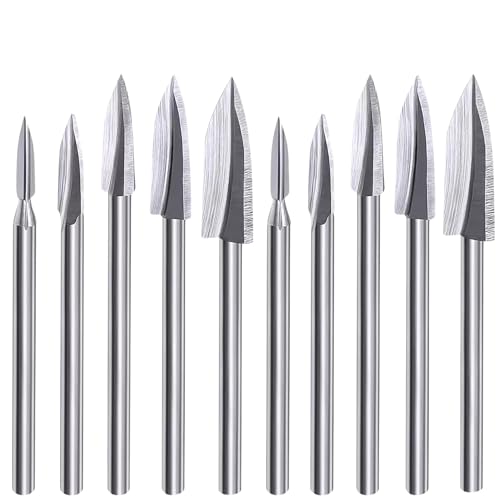 10Pcs 1/8" Wood Carving Engraving Drill Bit Set Milling Cutter for Dremel Rotary