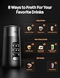 Dreo Milk Frother, 8-in-1 Electric Frother for Latte Art Coffee, 9oz/270ml Hot and Cold Foam Frother, Automatic Milk Warmer for Dairy and Non-Dairy Milk with LED, Easy to Clean, BaristaMaker Air