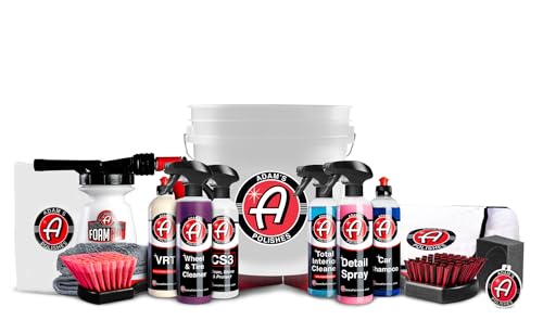 Adam's Essential Car Wash Kit (17-Item) - Auto Detailing Car Care Cleaning Kit with Foam Gun & Bucket Car & Truck Lovers, Dads, Moms and DIYers