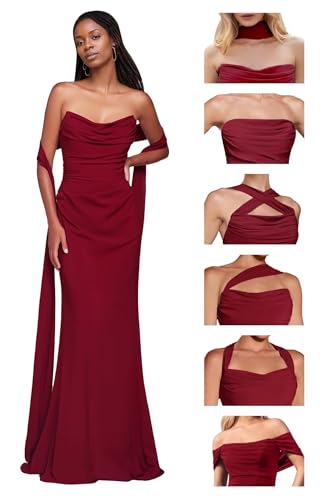 Sweetheart Infinity Bridesmaid Dresses for Women Long Convertible Multiway Party Dress Mermaid Chiffon Evening Gowns Burgundy 12 DR0739