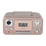 Portable Stereo CD Player with Bluetooth, AM/FM Stereo Radio and Cassette Player/Recorder (Rose & Gold)