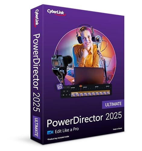 CyberLink PowerDirector 2025 Ultimate | Easy-to-Use AI Video Editing Software for Windows With Visual Effects | Slideshow Maker | Screen Recorder | Box with Download Code