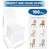 LGJIAOJIAO 100 Pieces White Chair Covers - Versatile Stretch Polyester Spandex Dining Chair Slipcovers for Dining, Party, Wedding, Banquet, and More