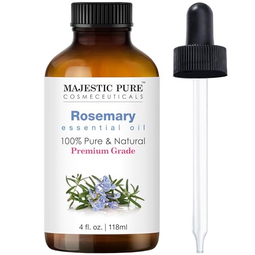 Majestic Pure Organic Rosemary Essential Oil - 100% Pure & Premium Rosemary Oil for Hair Growth, Skin, Face, Aromatherapy & Diffuser - 4 fl oz | Perfect Organic Rosemary Oil for Hair Growth