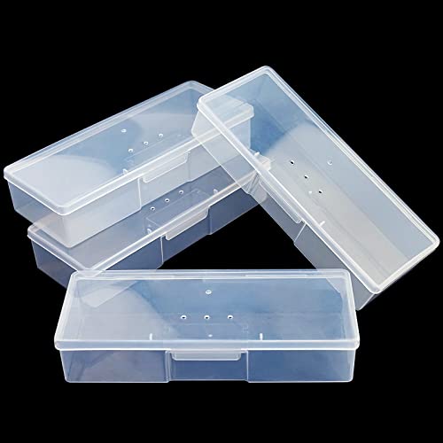 Clear Manicure Tool Box, Lokyango Personal Nail Box Storage Case for Organizing, Plastic Nail Tool Box for Manicure Pedicure Kit (4pcs)