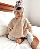 FYBITBO Baby Girl Boy Sweater Knit Oversized Pullover Sweatshirt Romper Onesie Warm Fall Winter Clothes Outfit Newborn (Khaki,0-3 Months)