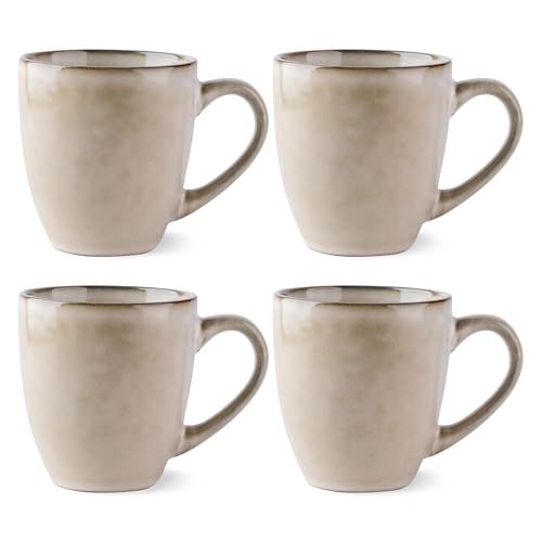 GBHOME Ceramic Coffee Mugs Set of 4, 12oz Stoneware Coffee Mugs Set For Dad Mom Women MEN, Light Weight Ceramic Coffee Cups for Latte/Tea/Beer/Hot Cocoa, Dishwasher & Microwave Safe,Cappuccino