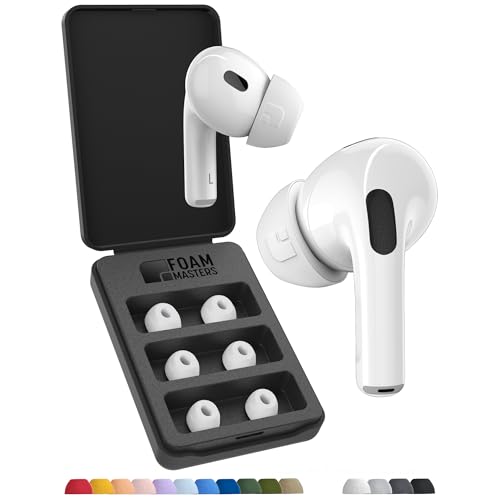 Foam Masters Ultra-Premium Memory Foam Ear Tips for AirPods Pro 1st & 2nd Gen | 3 Pairs | Black Magic Version 6.0 | Comfortable | Secure | Better Noise Cancellation | Replacement Buds - White