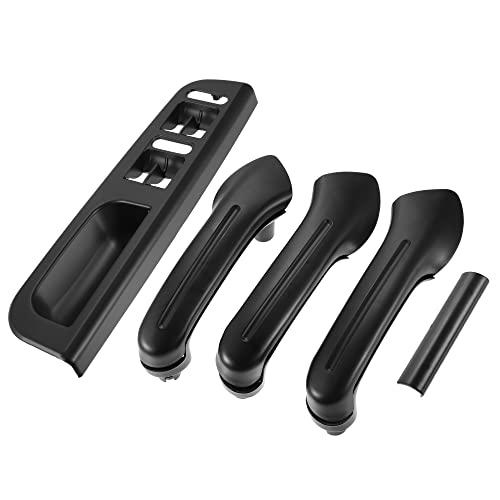 X AUTOHAUX 1 Set Interior Left Right Window Switch Panel Bezel Door Handle Trim Set for VW Jetta MK4 1999-2004 1J0867171A 1J4867179A 1J0867172A Black