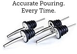 Professional Liquor Pourers Set of 4 | Free-Flow Stainless Steel Speed Bottle Pourer w/Tapered Spout - Fits Various Sizes of Liquor, Wine, Spirits, Vinegar and Olive Oil Bottles, up to 1l